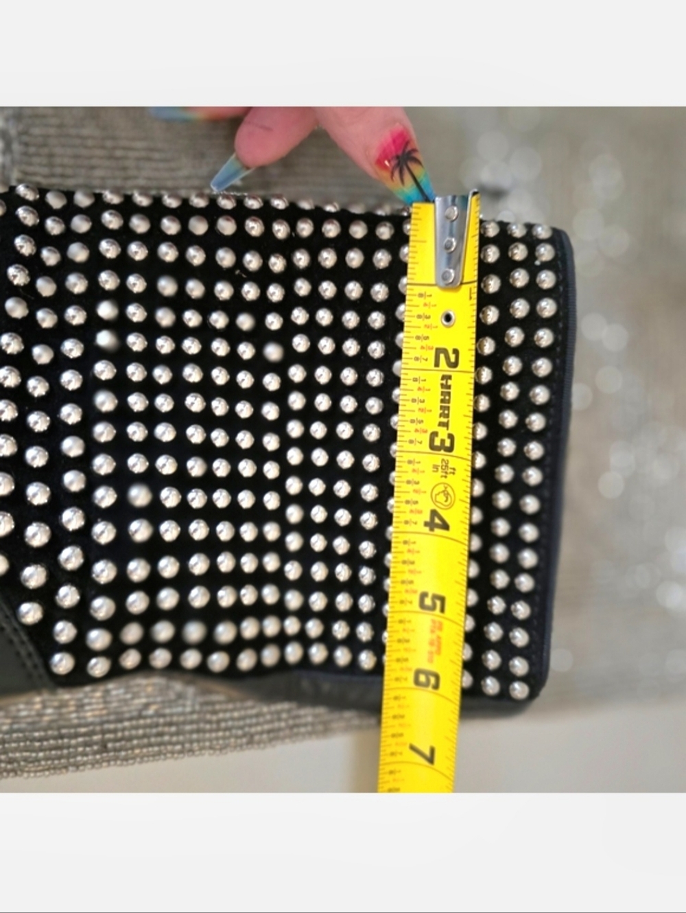 Christian Louboutin Black Leather Silver Studded Platform Platform Boots EU 38.5 - Picture 15 of 15